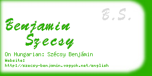 benjamin szecsy business card